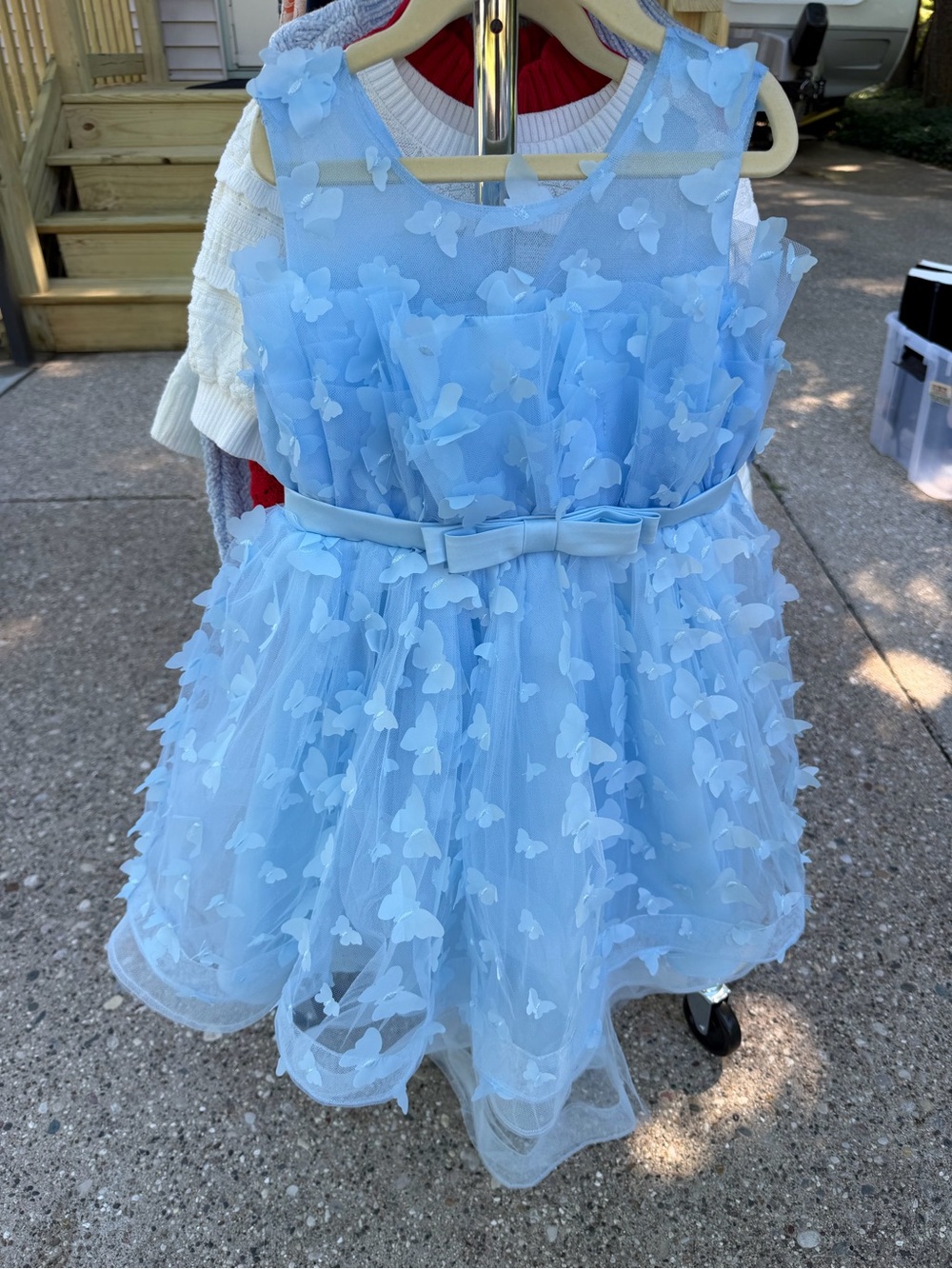 Blue Butterfly Appliqué Tulle Girls' Formal Dress